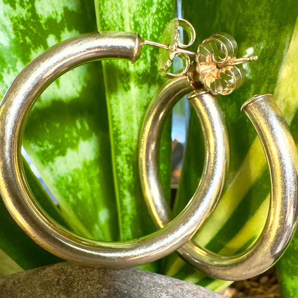 Heavy 14k Yellow gold Hoop Earrings